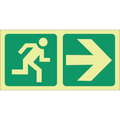 SABS Photoluminescent running man, arrow right safety sign