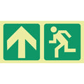 SABS Photoluminescent arrow up, running man safety sign