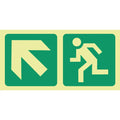 SABS Photoluminescent arrow left up diagonal, running man safety sign
