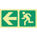 SABS Photoluminescent arrow left, running man safety sign