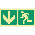 SABS Photoluminescent arrow down, running man safety sign