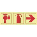 SABS Fire hydrant, fire extinguisher, arrow right photoluminescent safety sign
