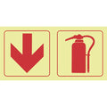 SABS Arrow down, fire extinguisher photoluminescent safety sign