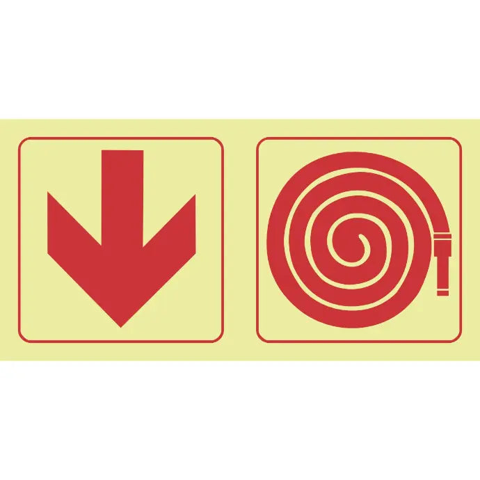 SABS Arrow down, fire hose reel photoluminescent safety sign