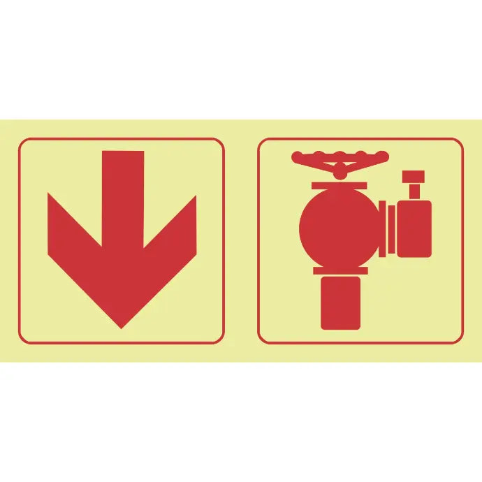 SABS Arrow down, fire hydrant photoluminescent safety sign
