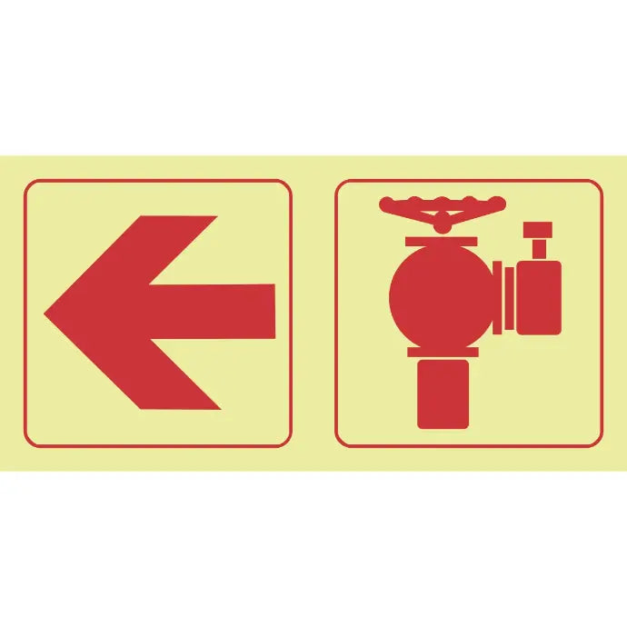 SABS Arrow left, fire hydrant photoluminescent safety sign
