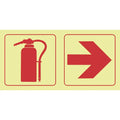 SABS Fire extinguisher, arrow right photoluminescent safety sign
