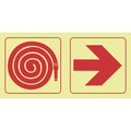 SABS Fire hose reel, arrow right photoluminescent safety sign