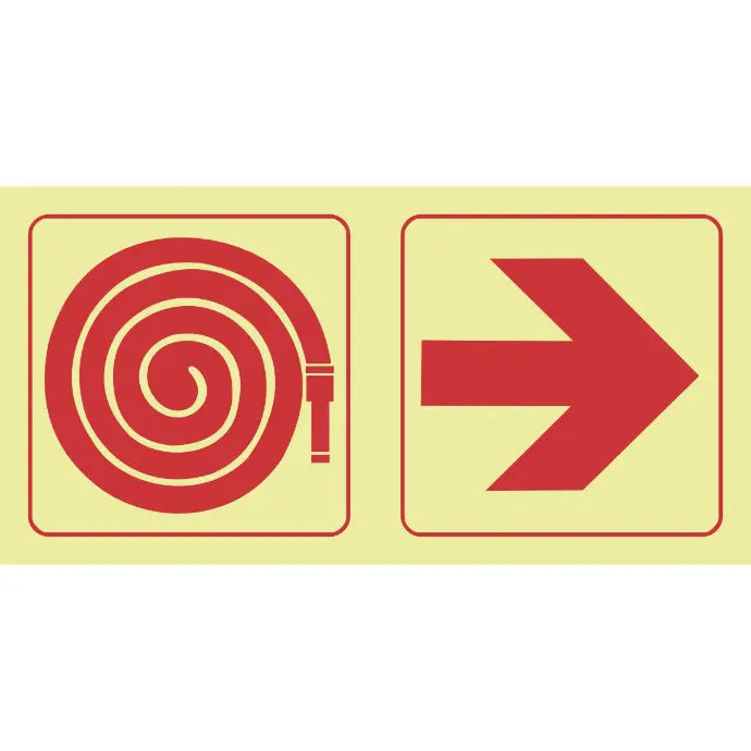 SABS Fire hose reel, arrow right photoluminescent safety sign