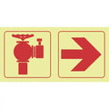 SABS Fire hydrant, arrow right photoluminescent safety sign