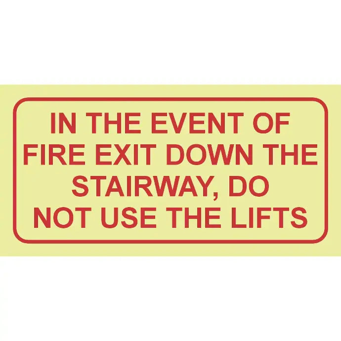 SABS In the event of a fire photoluminescent safety sign