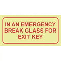 SABS In an emergency break glass for key photoluminescent safety sign