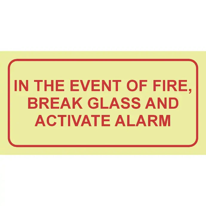 SABS In the event of fire photoluminescent safety sign