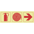SABS Fire extinguisher, fire hose reel, arrow right photoluminescent safety sign