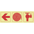 SABS Arrow left, fire hose reel, fire hydrant photoluminescent safety sign