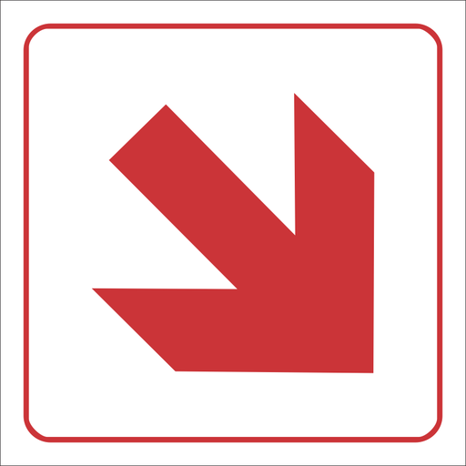 SABS Diagonal arrow down safety sign