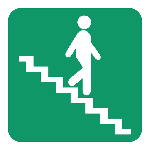 SABS Stairs going down right safety sign